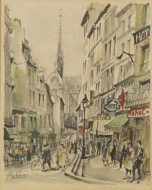 Franz Herbelot - Litho, Paris - Place Maubert kopen? Bied vanaf 1!