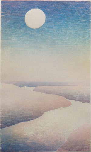 Reinoud Kuipers - Landschap met maan | zeldzame houtsnede kopen? Bied vanaf 50!