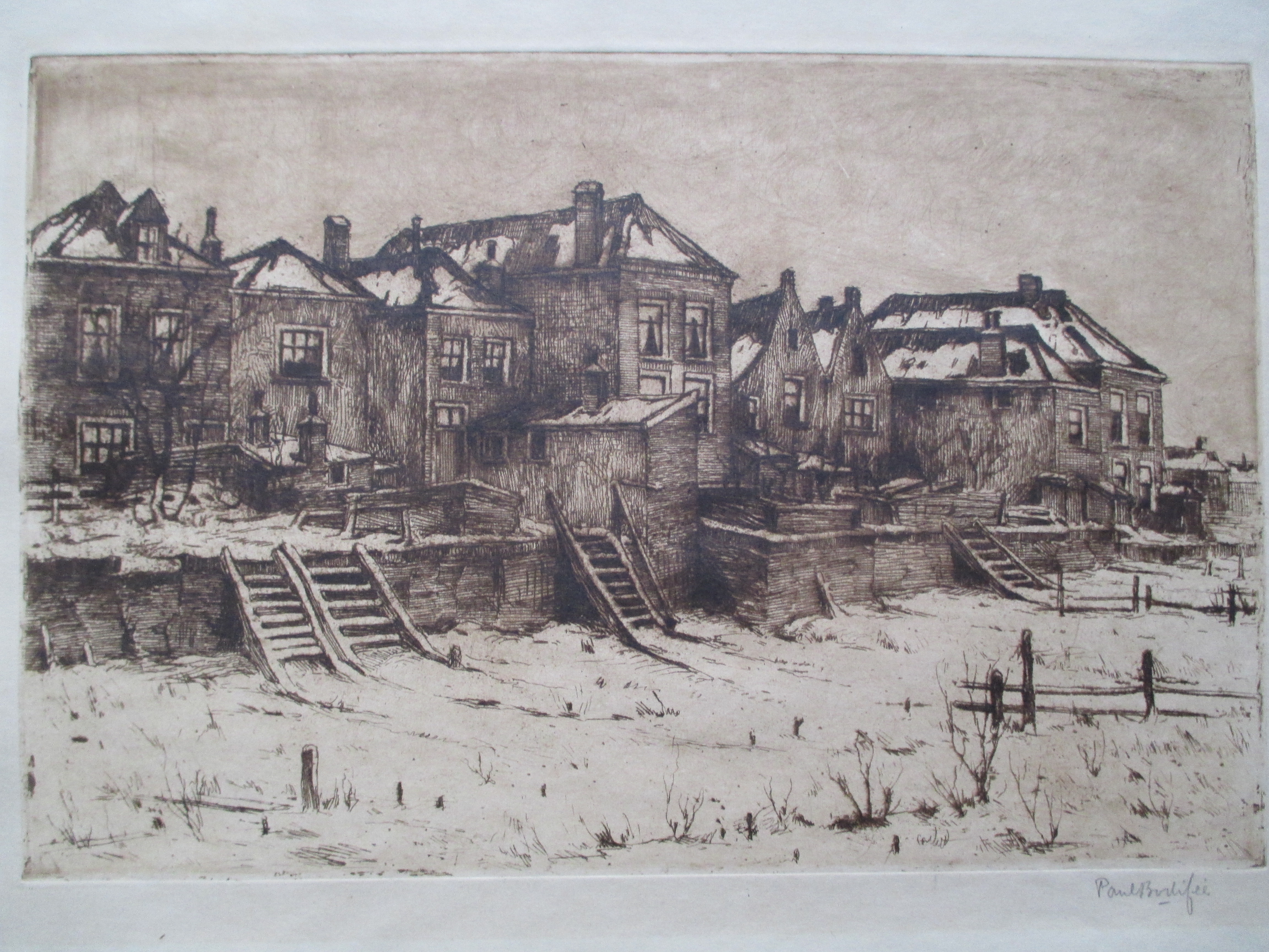 Paul Bodifee - ets besneeuwd landschap kopen? Bied vanaf 35!