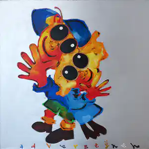 Ad Verstijnen - Acryl op doek, Naar de zon kijken verkocht voor € 350!