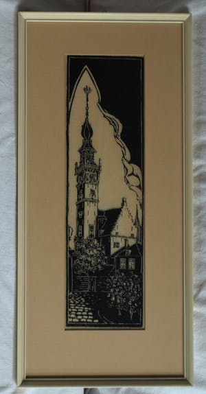 Niet of onleesbaar gesigneerd - Ingelijste houtsnede , Stadhuis van Veere kopen? Bied vanaf 1!