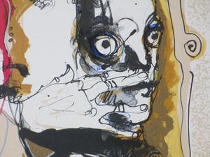 Jan Voss - Surrealistische scene - Handgekleurde litho kopen? Bied vanaf 40!