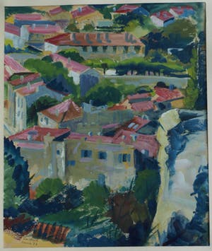 Ton Smit - Gouache , Stadsgezicht – gesigneerd & ingelijst – 1952 kopen? Bied vanaf 40!