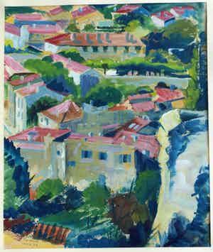 Ton Smit - Gouache , Stadsgezicht – gesigneerd & ingelijst – 1952 verkocht voor € 40!