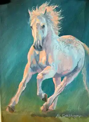 Niet of onleesbaar gesigneerd - paard in galop verkocht voor € 1!