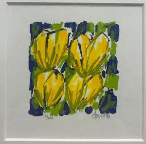 Ad van Hassel - 2x fraaie Tulpen, kleurenzeefdruk ("ingelijst) kopen? Bied vanaf 55!