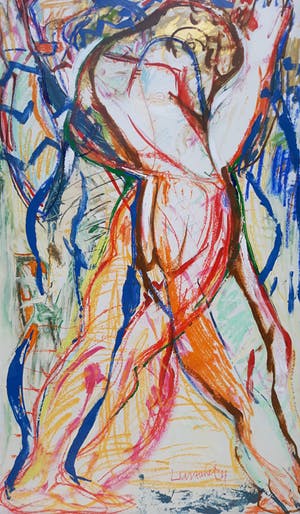 Paul de Lussanet - Figuren, gemengde techniek op papier (prachtig ingelijst, zeer groot) kopen? Bied vanaf 850!