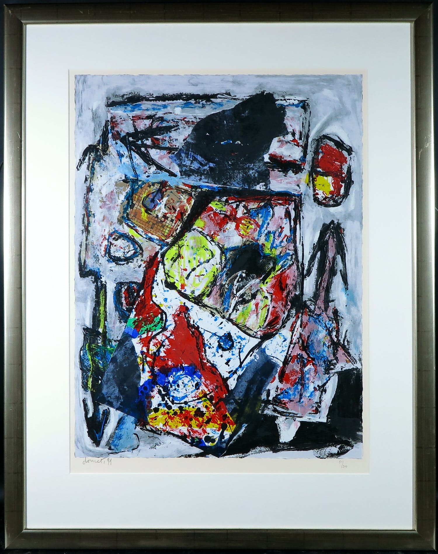 Jacques Doucet - Zeefdruk, Abstracte compositie - Ingelijst (Groot) verkocht voor € 150!