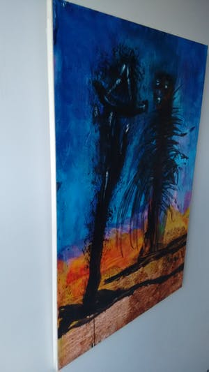 Serge Vandercam - groot schilderij gemaroufleerd op papier, gesigneerd CoBra kunstenaar kopen? Bied vanaf 690!