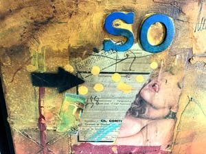 Theo Koster - Collage op doek - So - Ingelijst kopen? Bied vanaf 35!