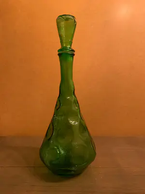 Empoli Glas - Vintage dimpled green kristallen wijnkaraf, Empoli ‘Genie’ bottle. kopen? Bied vanaf 55!