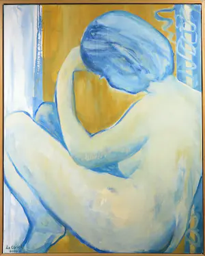 Liz Strick - Olieverf op doek, Blue girl - Ingelijst (Groot) kopen? Bied vanaf 1!