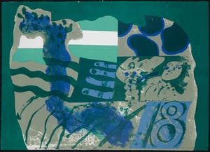 Jef Diederen - Litho, Compositie met groen en blauw kopen? Bied vanaf 60!