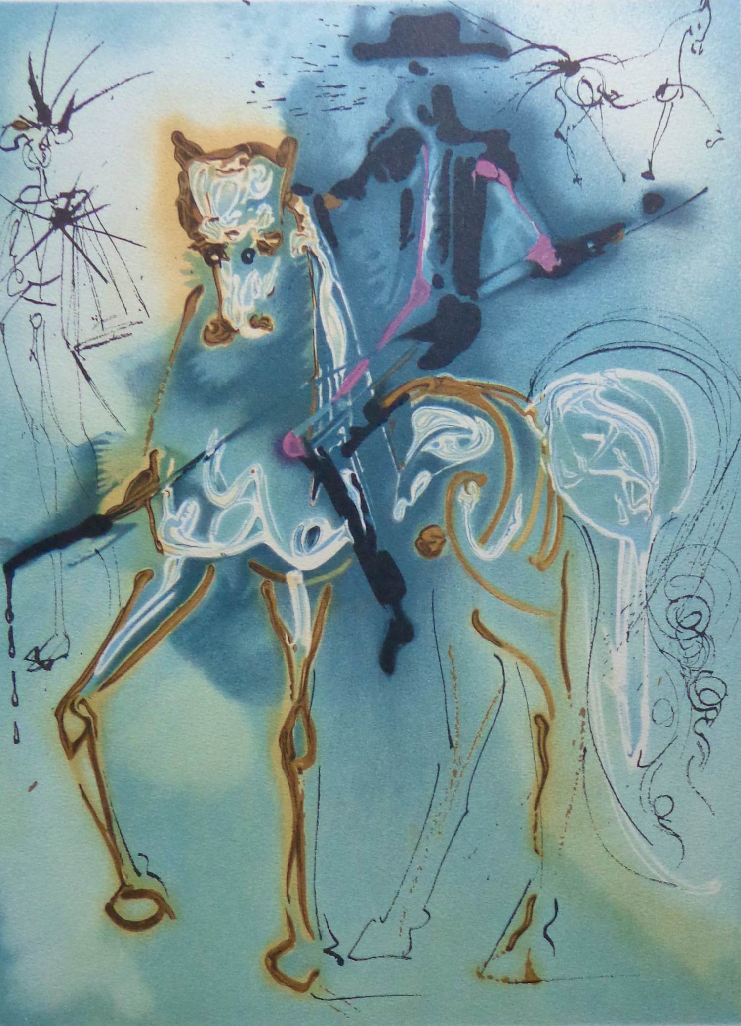 Salvador Dali - LES CHEVAUX DE DALI / KLEURLITHO / 56x36cm / DROOGSTEMPEL / 1983 kopen? Bied vanaf 45!