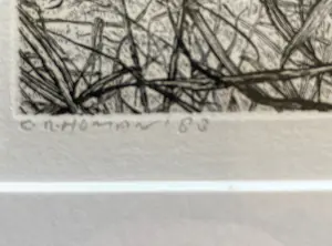 Reinder Homan - Ets, Landschap met riet in de polder ‘88 kopen? Bied vanaf 65!
