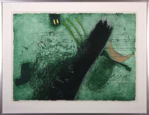 Michel van Overbeeke - Kleurenets met bladgoud, Studie III - Ingelijst (Groot) verkocht voor € 70!