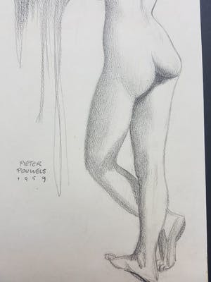 Pieter Pouwels - Pieter Pouwels 1910-1985 originele gesigneerde tekening staand naakt 1959 kopen? Bied vanaf 30!