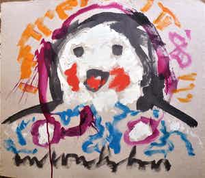 Anton Heyboer - Lachende madonna Vrolijke kleurrijke schildering . verkocht voor € 225!