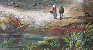 Willem van Roon - Olieverf op paneel, Hollands riviergezicht - Ingelijst kopen? Bied vanaf 1!