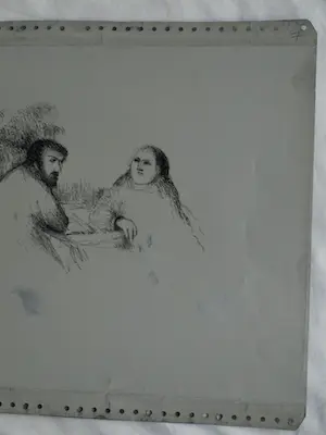 Metten Koornstra - Originele drukplaat , “Man en vrouw aan tafel” – ca 1965 kopen? Bied vanaf 1!