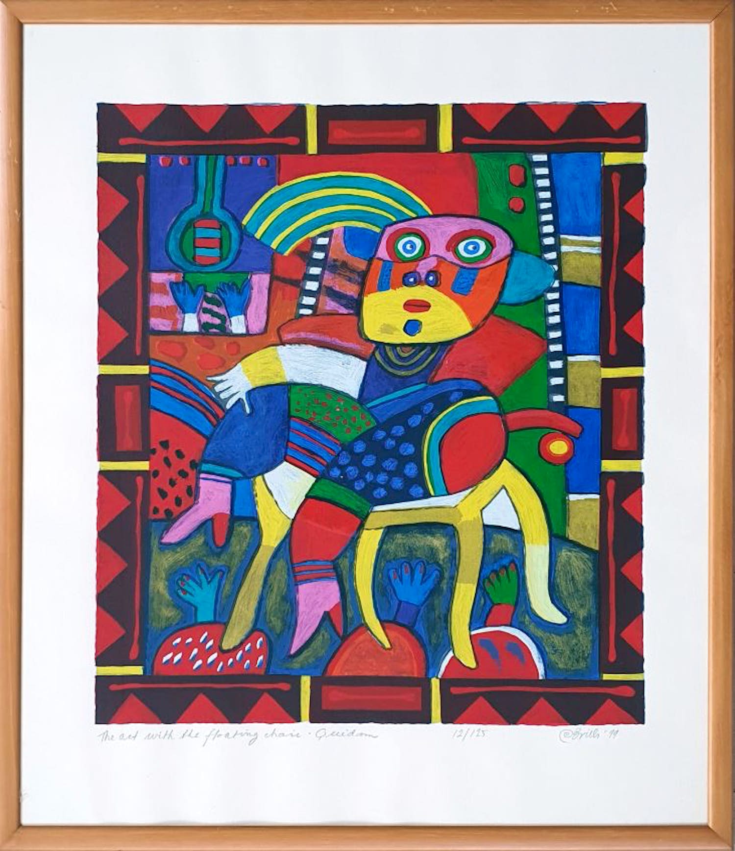 Clemens Briels - D33498 Zeefdruk, Act with the floating chair - Ingelijst verkocht voor € 80!