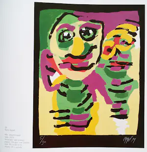 Karel Appel - Zwarte rand, zeefdruk (mooi ingelijst, groot) kopen? Bied vanaf 1600!