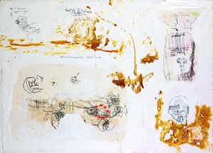 Rachid Ben Ali - Gemengde techniek op doek, Zonder titel verkocht voor € 1!