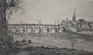 Johan D. Scherft - ets - Maasbrug met gezicht op Wyck, Maastricht kopen? Bied vanaf 35!