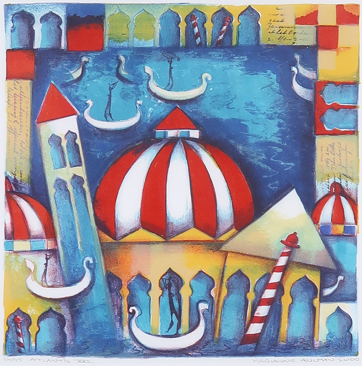 Marianne Aulman - Zeefdruk, Atlantis XXI - Ingelijst kopen? Bied vanaf 1!