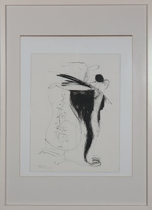 Niet of onleesbaar gesigneerd - Pentekening, Zonder titel - Ingelijst kopen? Bied vanaf 1!