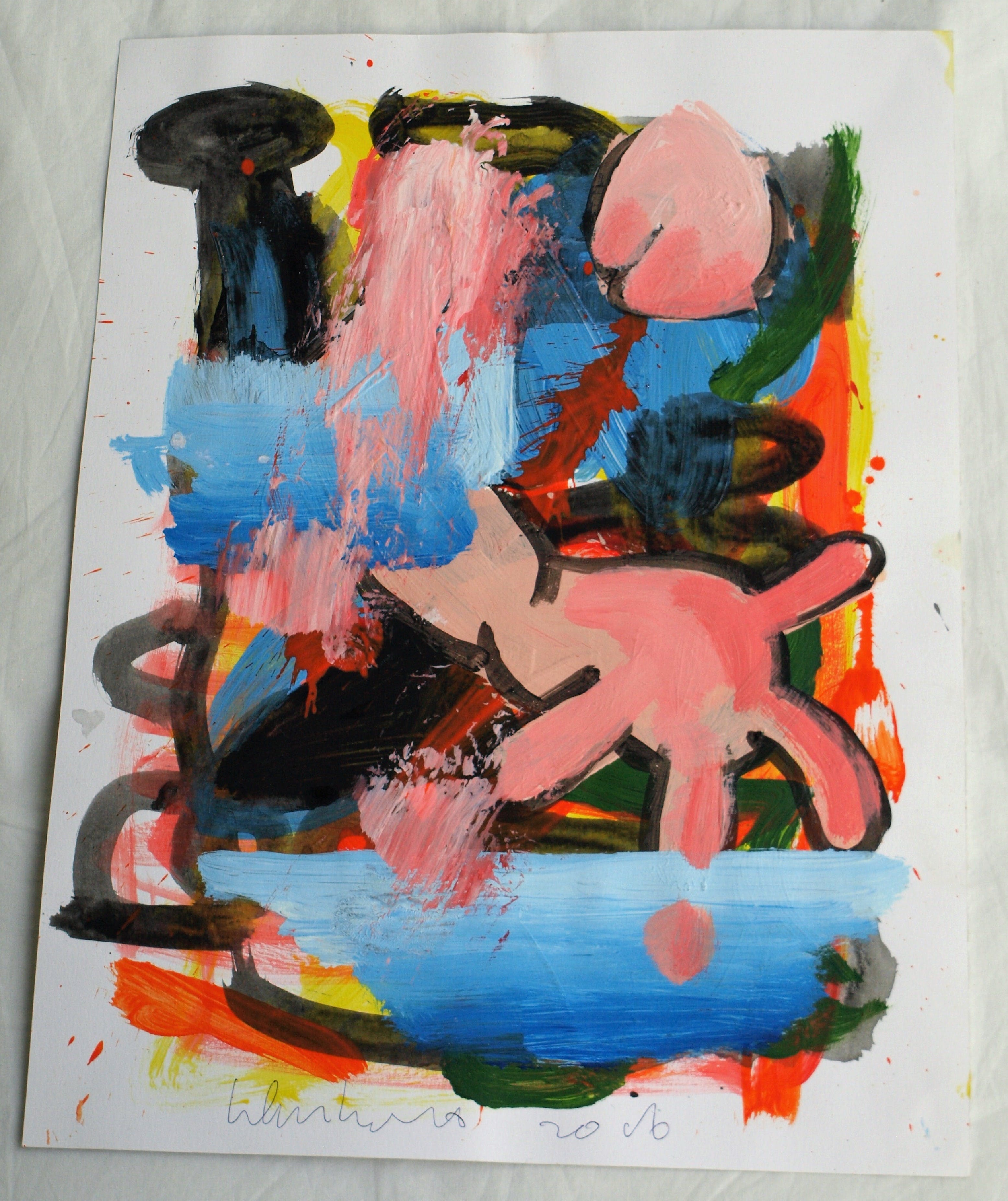Peter Klashorst - Acrylverf op papier , Abstract 5 - 2016 kopen? Bied vanaf 30!