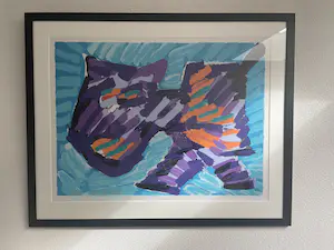 Karel Appel - HAPPY CAT - KLEURLITHOGRAFIE - LITHOGRAPHIE COLORE - 64x82cm - NIEUW INGELIJST kopen? Bied vanaf 250!