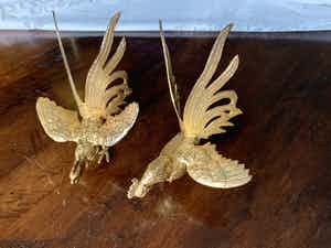 Niet of onleesbaar gesigneerd - Spelten metal cockerel pair verkocht voor € 1!