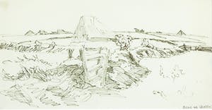 Ad Blok van der Velden - Tekening, Tuinwal met schapenboet - Ingelijst kopen? Bied vanaf 200!