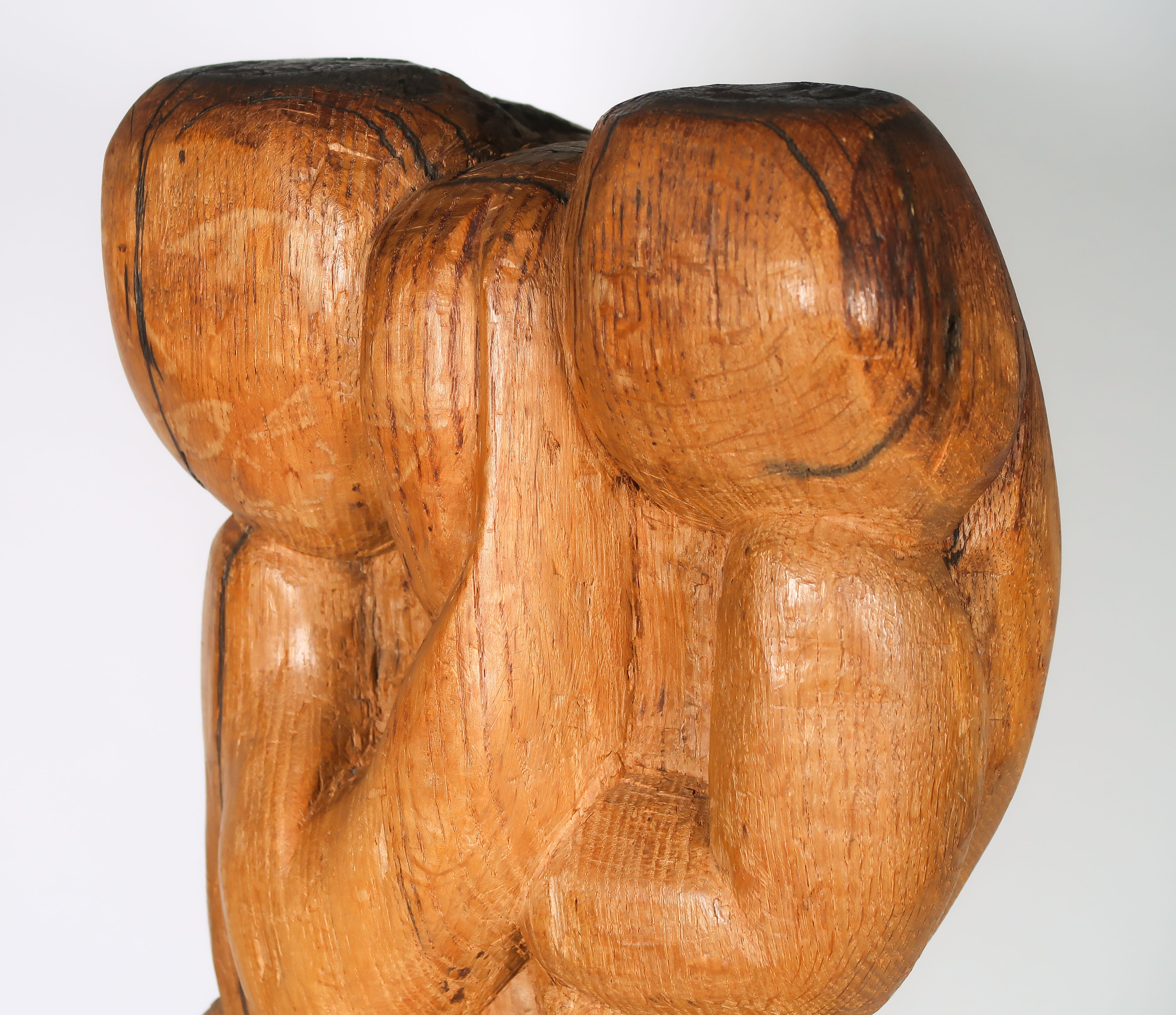 Niet of onleesbaar gesigneerd - Houten sculptuur, Tweeling kopen? Bied vanaf 1!