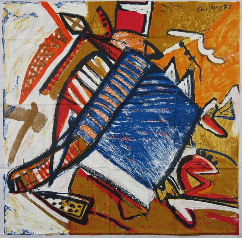 Theo Kuijpers - Zeefdruk op katoenzijde, Painting kopen? Bied vanaf 1!