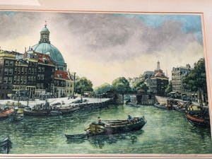 Buy Cornelis Brandenburg - Prins Hendrikkade nabij de Haarlemmerstraat met zicht op de Sonesta-koepel? Bid from 150!