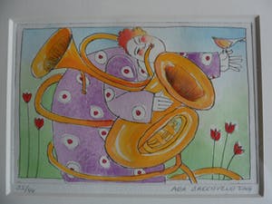 Ada Breedveld - Kleuren ets, titel, "Tuba". kopen? Bied vanaf 40!