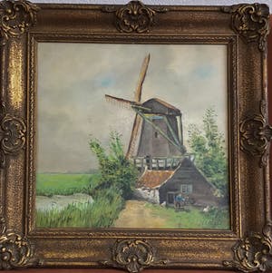 Jaap Mes - Landschap met molen , olieverf op paneel , gesigneerd J.Mes sr kopen? Bied vanaf 25!