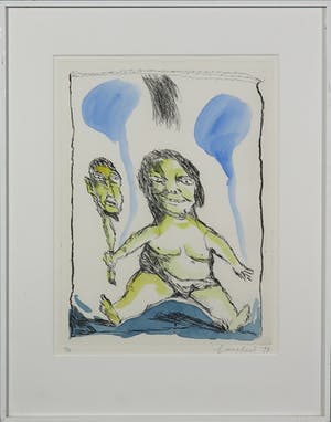 Lucebert - Ets en aquarel, Zonder titel - Ingelijst kopen? Bied vanaf 150!