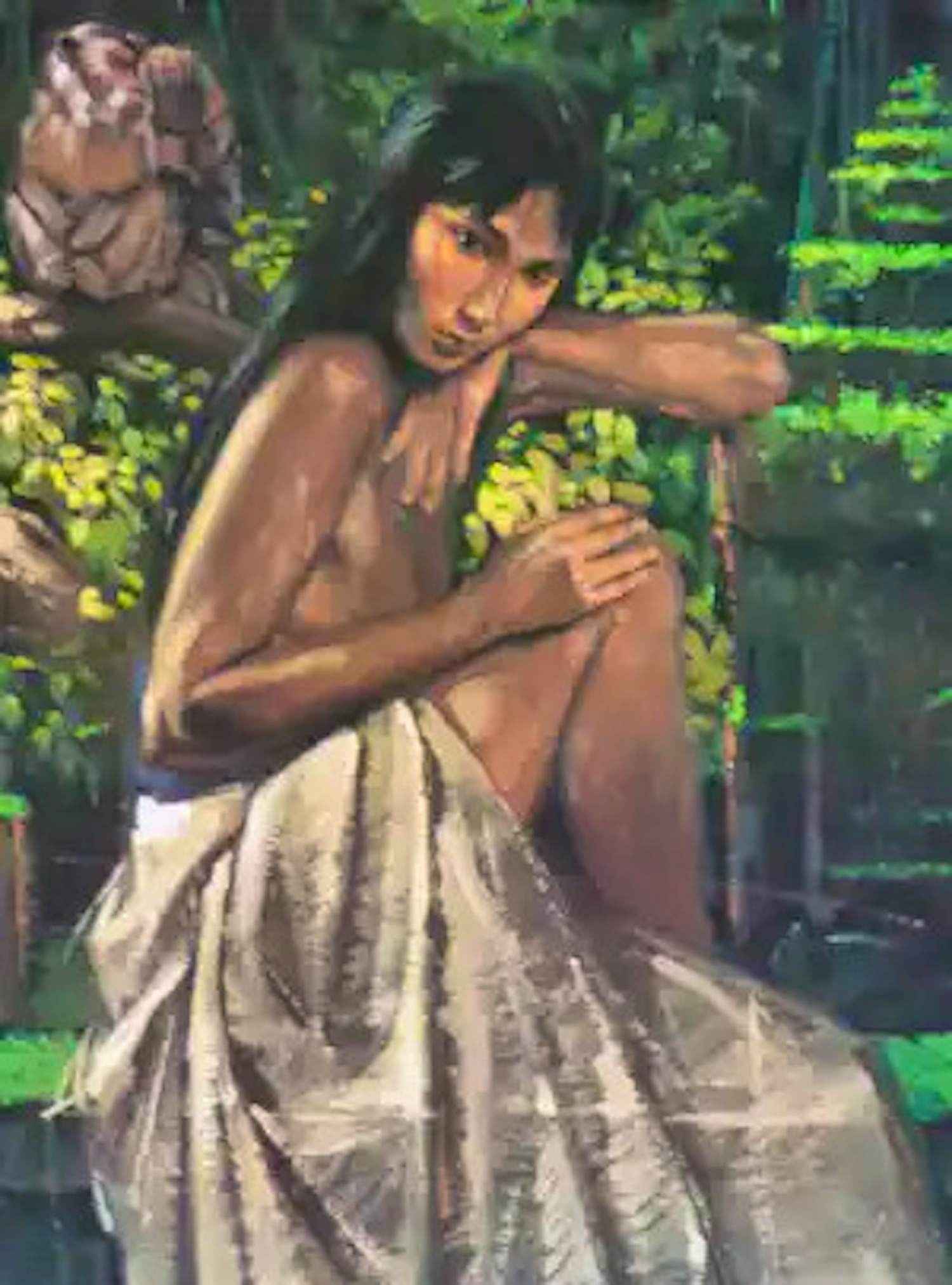 Nico Vrielink - Kleurenoffset-litho --VROUW in WITTE DOEK ---Handgesigneerd. kopen? Bied vanaf 69!