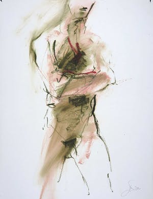 Franscz Witte - Acryl en krijt op papier, Staand naakt kopen? Bied vanaf 1!