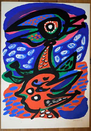 Anton Rooskens - Litho - Birds - 1973 verkocht voor € 695!