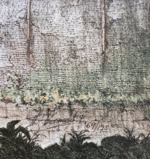 Theo Voorzaat - Man met bal voor ommuurde stad, litho kopen? Bied vanaf 275!