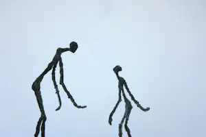 Franz Josef Vanck - Wandobject van brons en hardsteen, Twee figuren kopen? Bied vanaf 300!