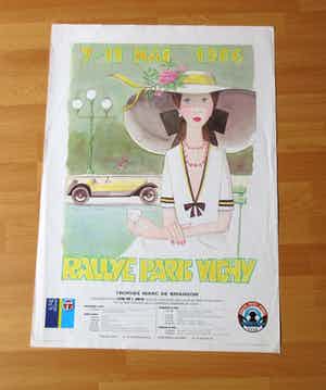 Niet of onleesbaar gesigneerd - Originele poster Rally Paris - Vichy - 1986 verkocht voor € 1!