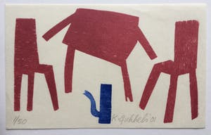 Klaas Gubbels - Houtdruk ‘Interieur met kan’. - 2001 - oplage 1/50. kopen? Bied vanaf 235!