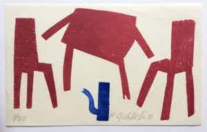 Klaas Gubbels - Houtdruk ‘Interieur met kan’. - 2001 - oplage 1/50. verkocht voor € 235!