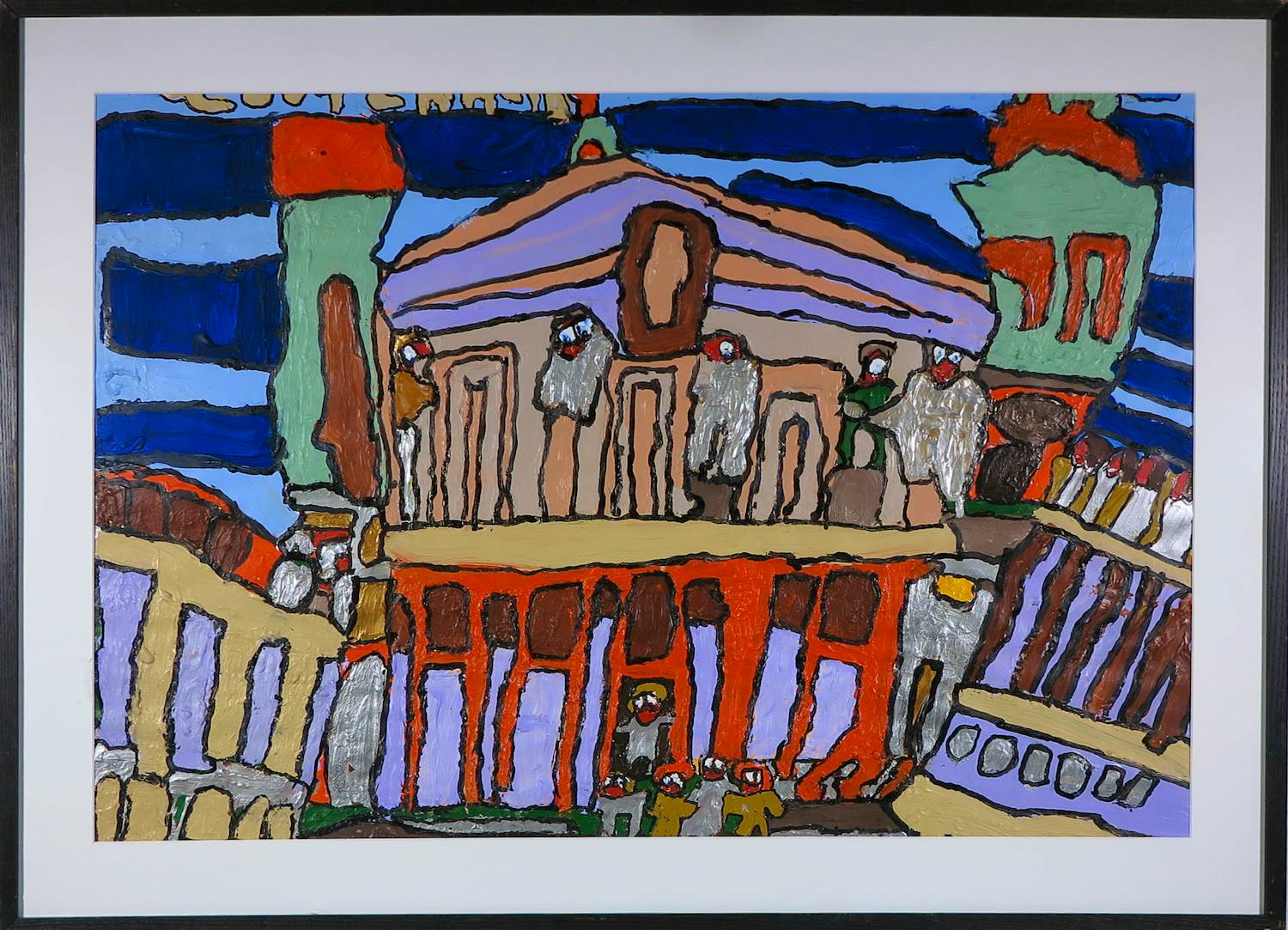 Hans Hartman - Acryl op papier, Zonder titel - Ingelijst kopen? Bied vanaf 50!