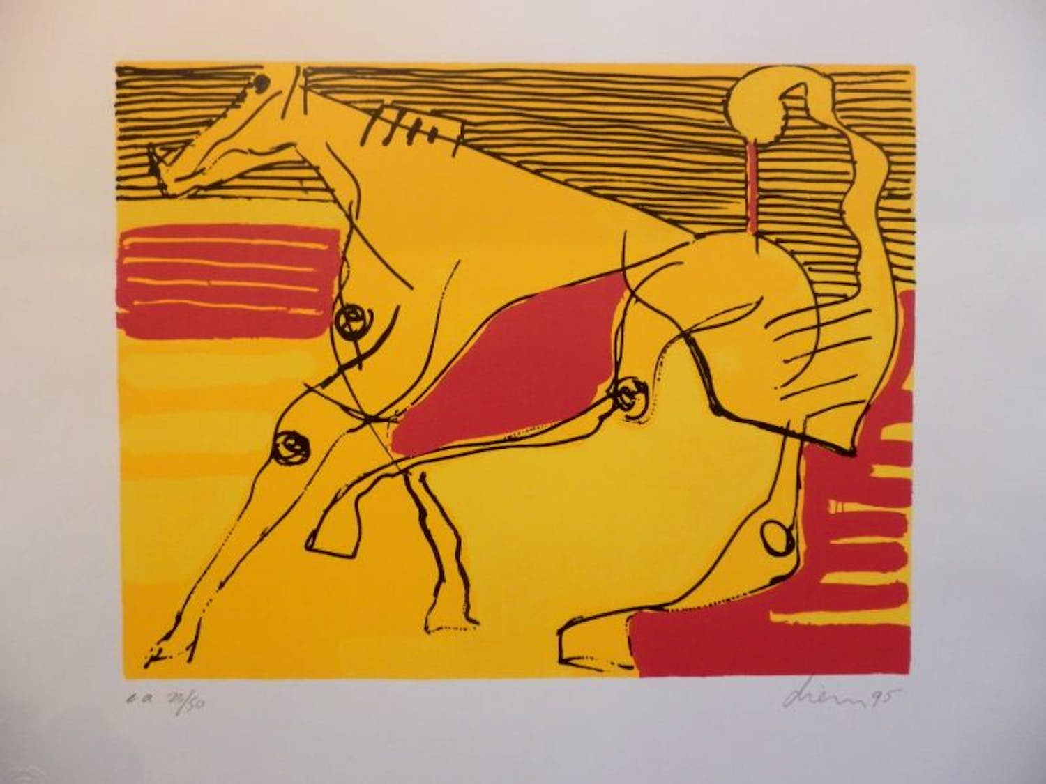 Peter Diem - Kleurenzeefdruk HORSES Handgesigneerd verkocht voor € 45!